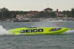 Miss Geico passing close to the Dodge Pits