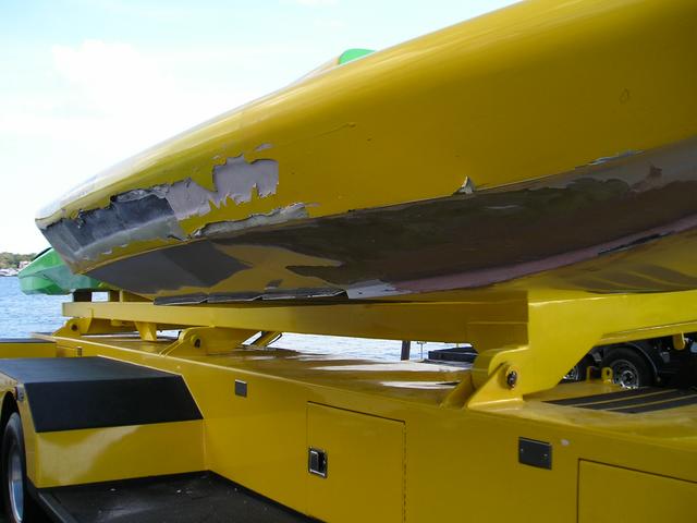 Previous damage to the U-13 was bondo'd over for cosmetic reasons - tore it off during the weekend