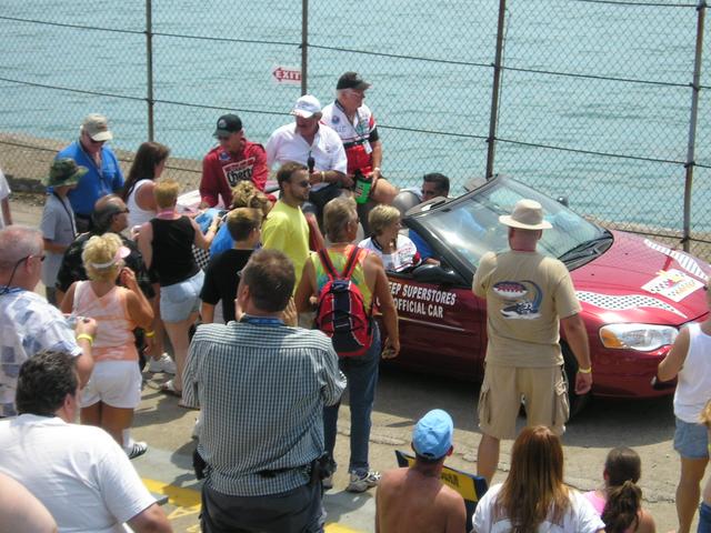Steve David visits the crowd after his win in 3B