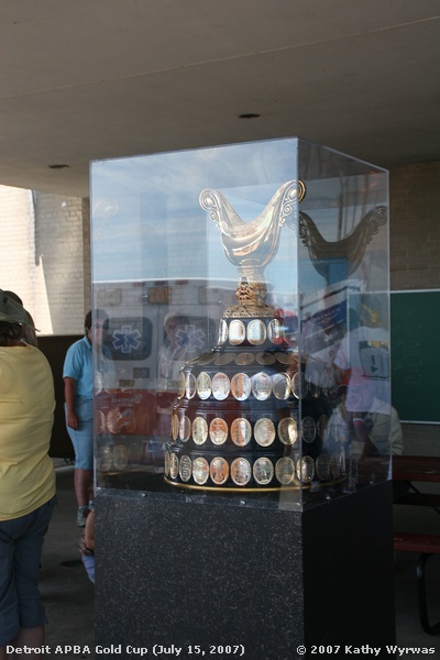 The Cup on display at Pit Tower